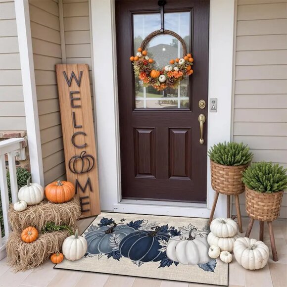 Fall Pumpkin Thanksgiving Doormat Area Rug Non - Slip Indoor Outdoor Entry Mat - Picture 2 of 4